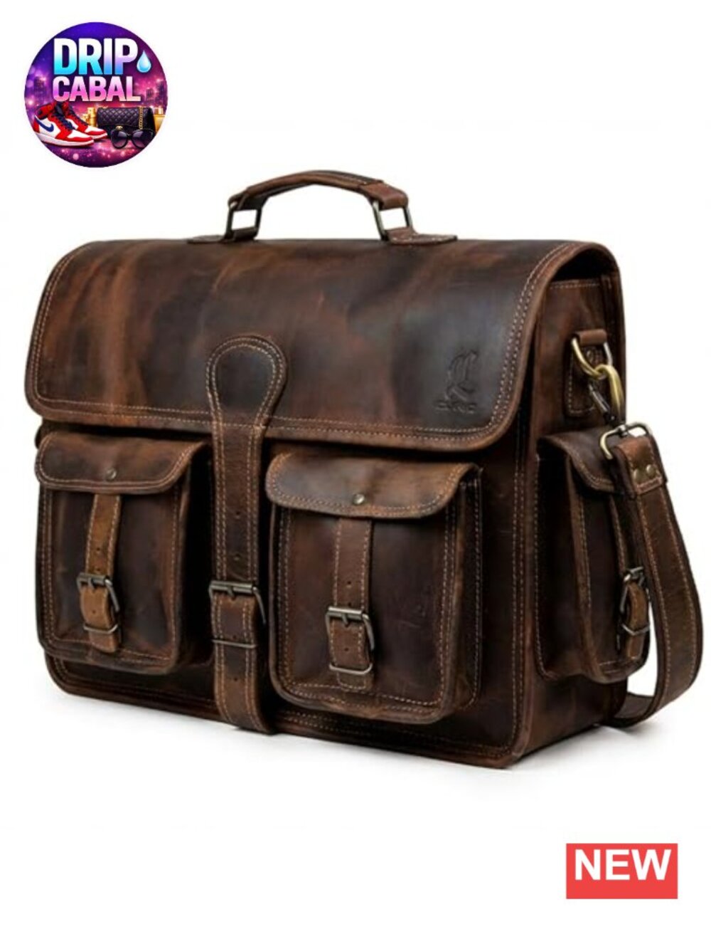 Handcrafted Buffalo Leather Messenger Bag 16 Inch Laptop Crossbody Vintage